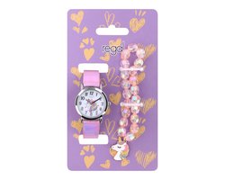 Lucardi Kinder Regal kinder horloge unicorn set - Horloge - Kunststof - Multi - 22 mm