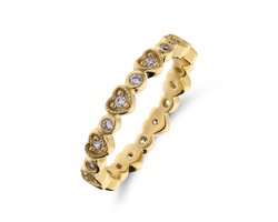 Lucardi Kinder Zilveren goldplated ring hartjes zirkonia - Ring - 925 Zilver - Goudkleurig - 14.50 / 46 mm