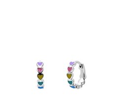 Lucardi Kinder Zilveren oorring hart enamel multi - Oorbellen - 925 Zilver - Zilverkleurig