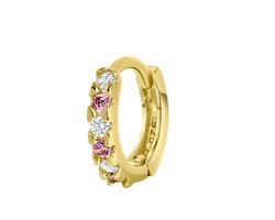 Lucardi Meisjes Oorring met plating - Rond - Zirkonia - Cadeau - Echt Zilver - Goudkleurig