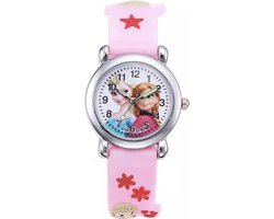 Meisjes horloge roze met Frozen afbeelding Elsa en Anna