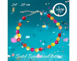 MKM Design – Vrolijke fantasie ketting met Acrylic BUTTON Bead bedels – Multicolour Bright - Zilver Tone - 36/43 cm - Kinderen Jeugd - Unisex - Casual