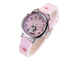 Poezen oortjes kinderhorloge roze