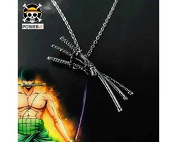 Power-8® Anime ketting: One piece manga design - Zoro katana zwaard ketting - ketting met hanger - Unisex Anime Figuur Merchandise voor Heren, Dames, Jongens en Meisjes - one piece anime - one piece merchandise - cadeau tips - manga -anime