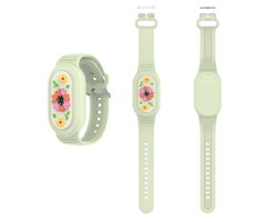 Premium Siliconen Armband met bloemen geschikt voor Samsung Smarttag 2 voor Kinderen groen | smarttag 2 sleutelhanger Hoesje Kind | Polsband GPS Horloge Kind | Tracker Houder Armband | Trackers Band | Peuter | polsband Armband | Polsband GPS