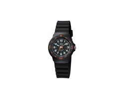 Q&Q VR19J008Y - Horloge - Sport - Analoog - Dames - Vrouwen - Kinderen - Plastic band - Rond - Kunststof - Cijfers - Zwart - Oranje - 10 ATM