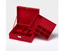 Sefaras Luxe Sieradendoos - Jewellery Box - Opbergdoos voor sieraden - Juwelen doos - 2 Lagen - Rood