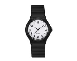 Simple Kinderhorloge Zwart / Wit | Ø 34 mm | Kunststof/Plastic | Fashion Favorite