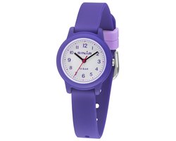 Sinar - Horloge Kind - Kinderhorloge Meisje - Paars / Lila - Analoog - 10 Bar waterdicht - Ø 28 mm - Zacht Verstelbaar Bandje (12-17,5 cm) - Duidelijk - Quartz - Edelstalen Gespsluiting - XB-24-7