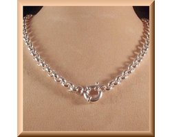 Stoere Jasseron ketting van 42 cm, van 925 zilver