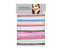 Tattoo Choker Rainbow Set (12 stuks)