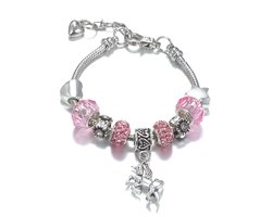 Treasure Trove Hart Ster Eenhoorn Bedelarmband - Armbandje Meisje - Roze - Verstelbaar 14 - 19 cm