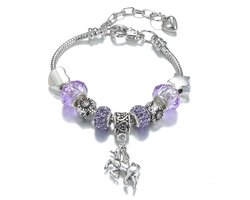 Treasure Trove Lila Hart Eenhoorn Bedelarmband - Armband Meisje - Verstelbaar - 14-19 cm