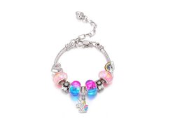 Treasure Trove Multi Regenboog Eenhoorn Bedelarmband - Kinderarmbandje Meisje - Verstelbaar 14 - 19 cm