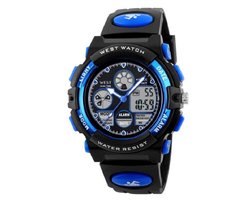 West Watches multifunctioneel kinder tiener sport horloge model Rock - Chronograaf – Shockproof - Digitaal/Analoog - Blauw