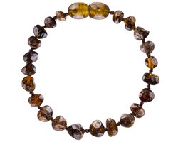 Wild Sun Barnsteen Armband Kind - Amber Enkelbandje - Baltische Barnsteen – 16,5 cm - Dark Green