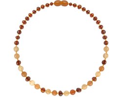 Wild Sun Barnsteen Ketting Baby / Peuter - Amber Ketting - Baltische Barnsteen – Pijnstillend bij Doorkomende Tanden - 32 cm – Cognac / Aventurijn