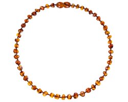 Wild Sun Barnsteen Ketting Kind - Amber Ketting - Baltische Barnsteen – 36 cm – Cognac