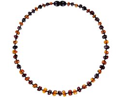 Wild Sun Barnsteen Ketting Volwassene - Amber Ketting - Baltische Barnsteen – 45 cm – Cognac / Cherry