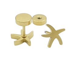 Zeester oorbellen - Premium gold-plated staal - knopjes - 8 x 8 mm