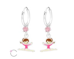 Zilveren ballerina hanger kinder oorringen | ballet kinderoorbellen | kristalletjes oorbellen Meisje Zilver | Zilverana | Sterling 925 Silver