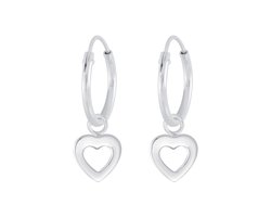 Zilveren hartje hanger oorringen 12mm | heart 12mm Ear Hoops | Zilverana | oorbellen meisje hartjes | Sterling 925 Silver (Echt zilver)