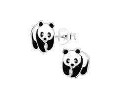 Zilveren kinderoorbellen panda | Oorknopjes Meisje Zilver | Zilverana | Sterling 925 Silver