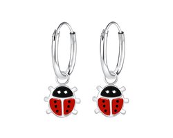 Zilveren lieveheersbeestje hanger kinder oorringen | lady bug kinderoorbellen | oliebeestje oorbellen Meisje Zilver | Zilverana | Sterling 925 Silver