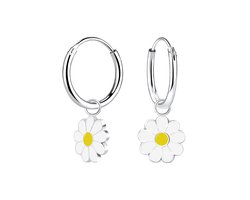 Zilveren madeliefje bloemetjes hanger kinderoorbellen | daisy bloem oorhangers Meisje Zilver | Zilverana | Sterling 925 Silver