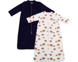 BonBini's baby slaapzak - duo pack Dark Blue & Elephant - maat 68 80