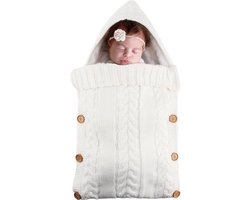 BonBini's® baby voetenzak - babyvoetenzak buggy - wandelwagenvoetenzak- babydekentje met knopen - 75 x 35 cm - 0-3 maanden - WonderfulWhite