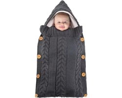 BonBini's® baby voetenzak - babyvoetenzak buggy - wandelwagenvoetenzak - babydekentje met knopen - babydekentje met knopen - 75 x 35 cm - 0-3 maanden-Dark Grey