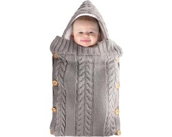 BonBini's® baby voetenzak - babyvoetenzak buggy - wandelwagenvoetenzak - babydekentje met knopen - babydekentje met knopen - 75 x 35 cm - 0-3 maanden - Light Grey