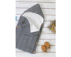 BonBini's® - baby voetenzak - babyvoetenzak - wandelwagenvoetenzak - babydekentje met knopen - babydekentje met knopen - 75 x 35 cm - Grey - 0 - 3 maanden