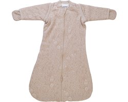 Lodger - Slaapzak lange mouw newborn - afritsbaar - kan in autostoel - beige - 62cm