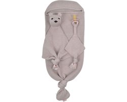 Minora Inbakerslaapzak Set 0/8 maand- Cocoon Teddy en Fopspeenhouder- 3 Delig babykleding jongens en meisjes-Winterslaapzak- Swaddle Inbakerdoeken- Kraamcadeau - Newborn- Licht Bruin