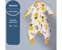 Winter Baby Slaapzak met Benen - Ananas - Geel - 3.5 TOG - baby height 100-110cm - Lange mouwen - Afneembare Mouw - Jumpsuit - Pajamas - Meisjes - Kinderen - 2 jaar - Gift - Cadeau