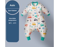 Winter Baby Slaapzak met Benen - Auto - Groen - 3.5 TOG - baby height 100-110cm - Lange mouwen - Afneembare Mouw - Jumpsuit - Pajamas - Meisjes - Kinderen - 2 jaar - Gift - Cadeau