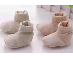 2 Paar - Baby Slofjes - Sokjes Newborn - Beige Lichtgroen