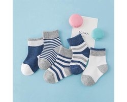 5 pack - Jongens baby sokjes blauw strepen (1-3 jaar) - dreumes sokken