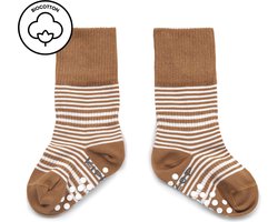 Antislip sokjes KipKep: baby Blijf-Sokken bio-katoen - Maat 12-18 maanden antislip - Camel - 1 paar - zakken niet af - stay-on-socks