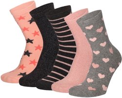 Apollo - Kindersokken - Casual Print - Roze - Maat 27/30 - Sokken meisjes - Kindersokken meisjes - Sokken kind - Kindersokken maat 27 30 - Sokken meisjes multipack