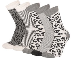 Apollo - kindersokken met print - Grijs/Beige - Maat 27/30 - Kleurrijke kindersokken - Sokken kind - Sokken jongens - Sokken meisjes - Kindersokken multipack