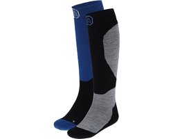 Apollo - Skisokken Kind - 2 X Paar - Unisex - Multi Blauw - Maat 27/30 - Skisokken kinderen