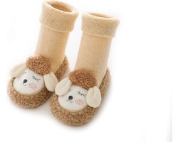 Baby Cartoon Pluche Katoenen Peuterschoenen - Herfst en Winter Terry Verdikte Kinder Peuterschoenen - Antislip Pom Pom Babyschoenen - Platte Zool Antislip - Warm en Comfortabel - Geschikt voor 6-12 Maanden Pasgeborenen