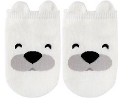 Babysokjes Hondje Wit | Baby Maat 0-3 maanden | Anti-Slip | 100% Katoen