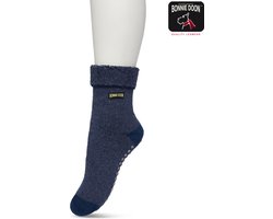 Bonnie Doon Huissokken met Anti-Slip voor Kinderen Jeans Blauw maat 31/34 - Warme Slofsokken Kids - Badstof Binnenzijde - Zeer Zachte Winter Sokken - Thuis Sokken - Home Socks - Niet knellend - Gladde naden - Katoen - Jeans Heather - BP223501.108