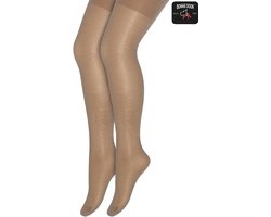 Bonnie Doon Kinder Panty 2 paar Beige Zand 20 Denier maat 128/134 - Meisjes - Glans Panty Kinderen 20 den - Tiener Panty Doorschijnend - Bruiloft - Feest - Communie - 2-pack - Kids - Glimmend - Stevig Broekje - Goud - Huidskleur - Sand - OL1639852.19