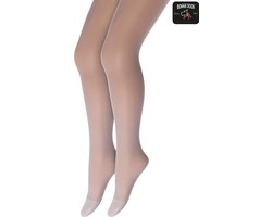 Bonnie Doon Kinder Panty 2 paar Off White 20 Denier maat 128/134 - Meisjes - Glans Panty Kinderen 20 den - Tiener Panty - Bruiloft - Feest - Communie - 2-pack - Kids - Glimmend - Beige - Gebroken Wit - Crème - Off White - OL1639852.11