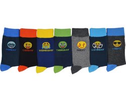 Emoji jonges sokken - MADNESS - 7 paar - Maat 35/38 - Hoogwaardige katoen - 80% katoen - multipack